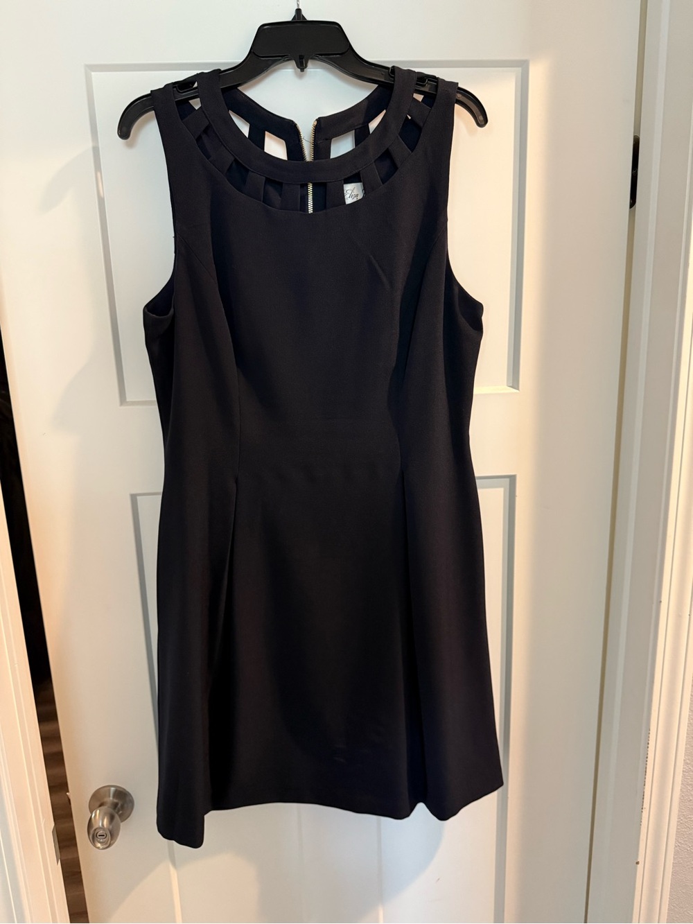 Eliza J Black Sleeveless Mini Dress with Ladder Neckline
